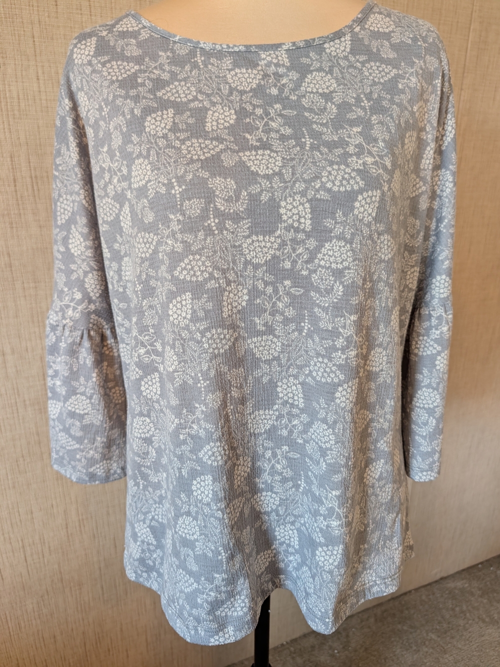 LC Lauren Conrad Light Blue Floral Boatneck Tunic